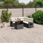 Set Divano da Giardino 6 pz con Cuscini Nero in Polyrattan 3271749