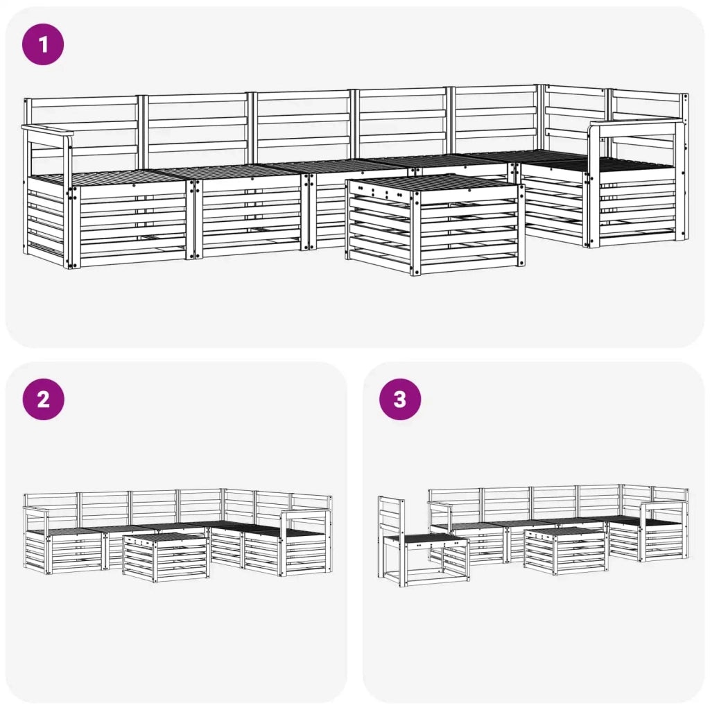 Set divano sezionale 7 pcs Naturale Legno di Acacia Massello 3374914