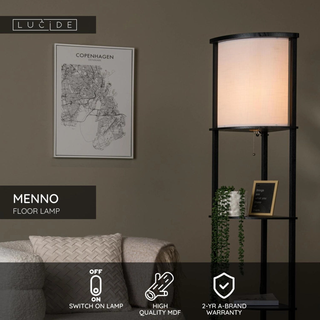 Lampada da terra MENNO scandinava 1xE27 nera crema Lucide