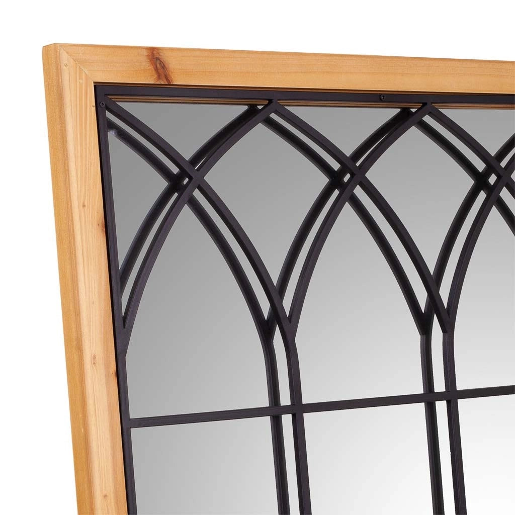 Specchio in legno e metallo marrone 60x2,5x90h