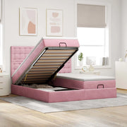 Struttura Letto Pouf con Materassi Rosa 180x200 cm Velluto 3314662