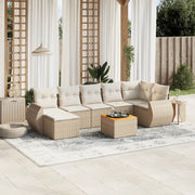 Set Divano da Giardino 8 pz con Cuscini Beige in Polyrattan 3257444