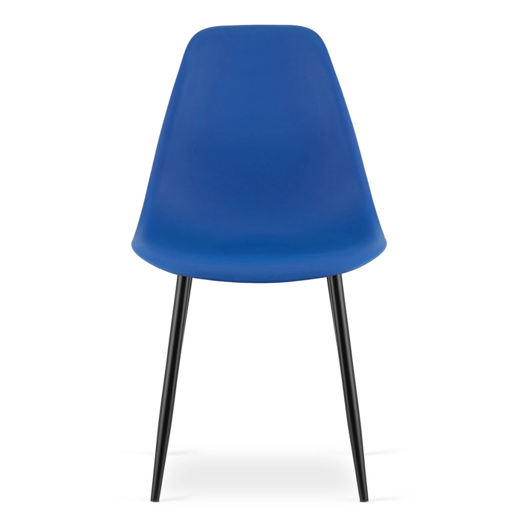 Sedia di design WAT in polipropilene blu con gambe nere