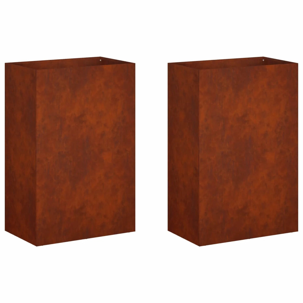 Vaso da giardino 2 pz Ruggine 50 x 40 x 75 cm Acciaio Corten 8005679