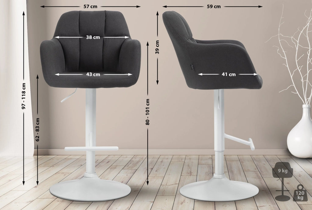 Barhocker Natoma Stoff weiЯ