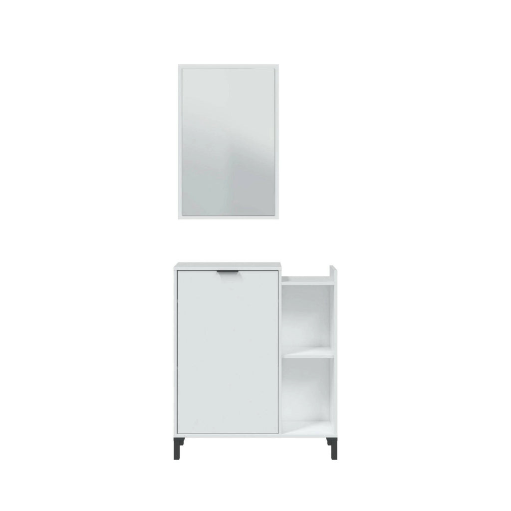 Mobile sottolavabo Argusto, Mobiletto da bagno, Contenitore porta lavabo, Armadio per lavandino, 77x24 h91 cm, Bianco