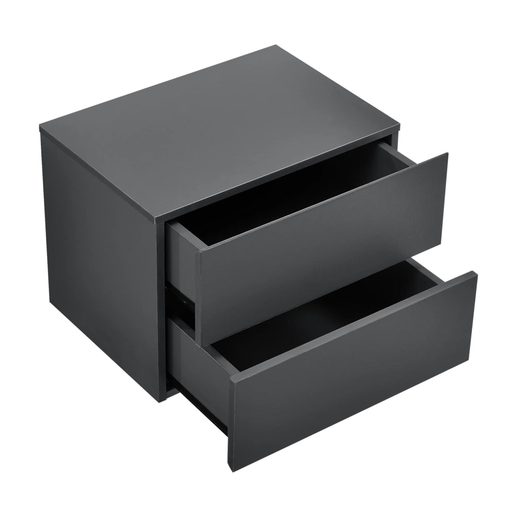 Comodino da parete con 2 cassetti 40 cm grigio scuro 03_0000823