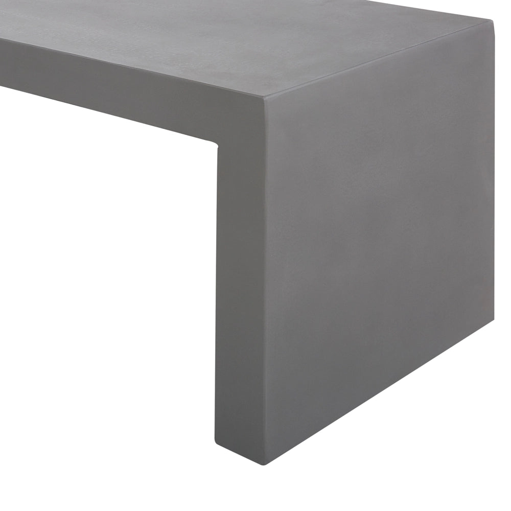 Set da pranzo da giardino Tavolo rettangolare in cemento grigio 2 panche a forma di U 2 sgabelli 6 posti resistente all'acqua