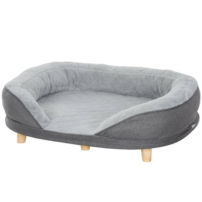 CUCCIA DIVANO PER CANI CON IMBOTTITURA, LETTINO PER CANI TAGLIA GRANDE E MEDIA FINO 25KG, 90X78X25CM, GRIGIO