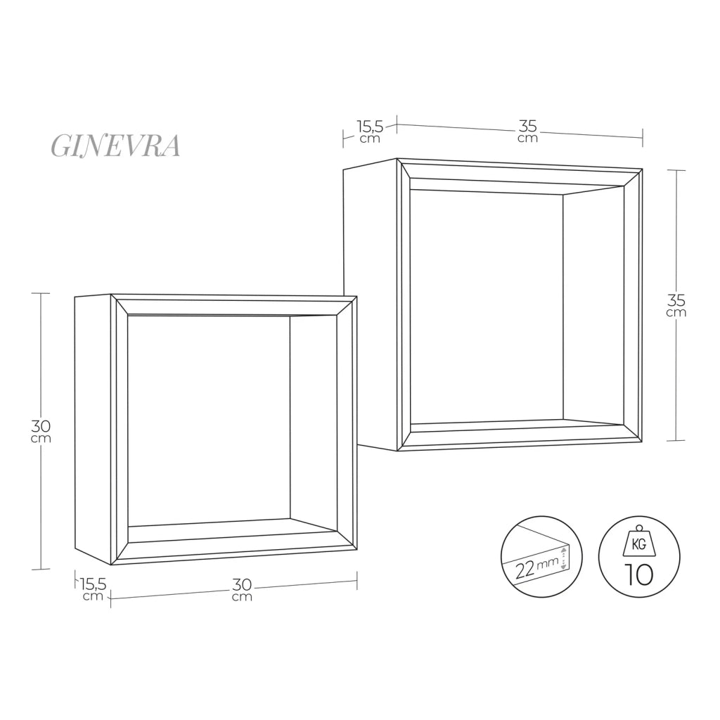 Mensole a cubo da parete Set di 2 pz componibile colore Nero mod. Ginevra