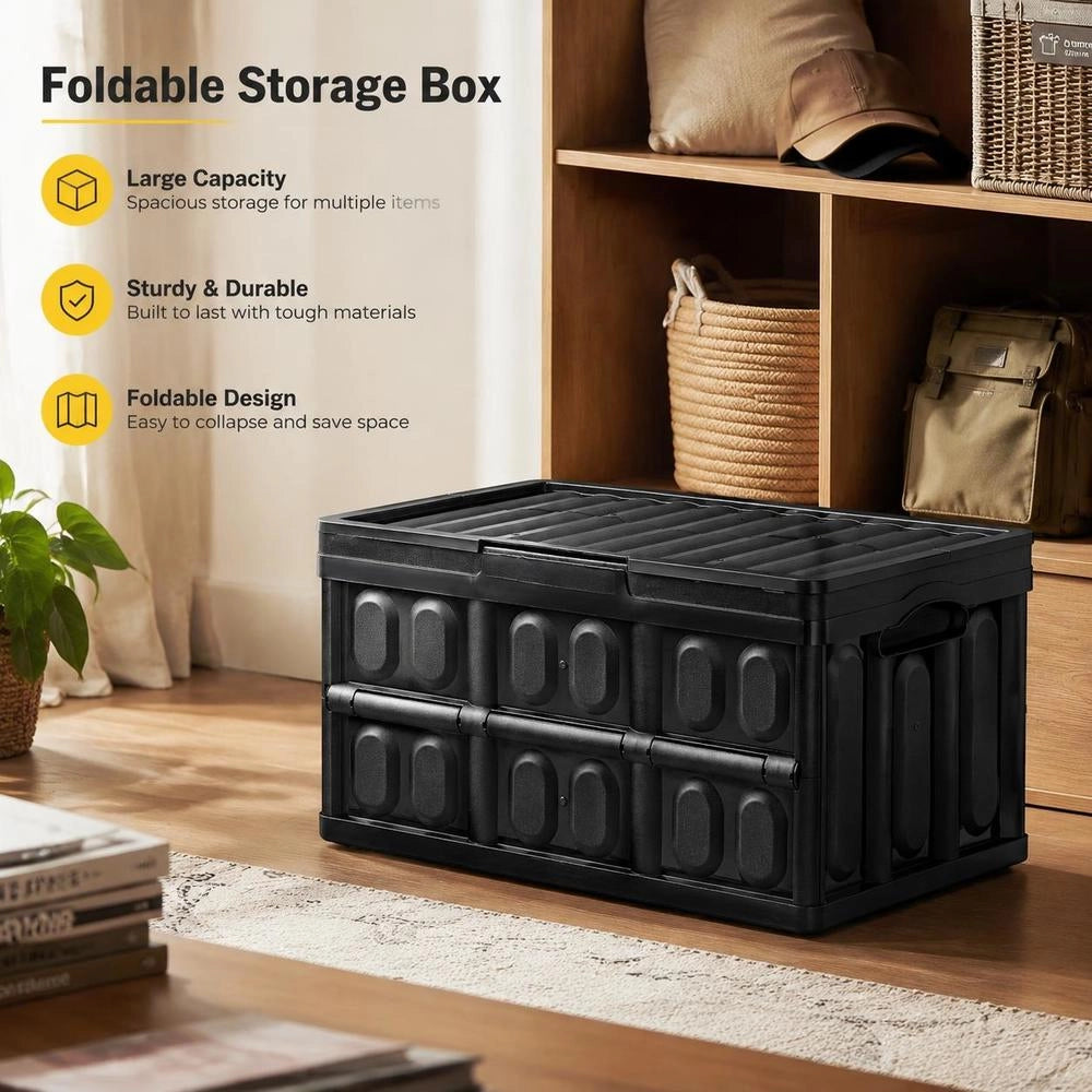 Set Of 3 45L Professional Folding Boxes Made Of PP, Transport Boxes With Lids, Foldable Storage Boxes With Handles, Stackable Crates, Storage Boxes, Folding Boxes, Stackable Boxes For Storage & Transport