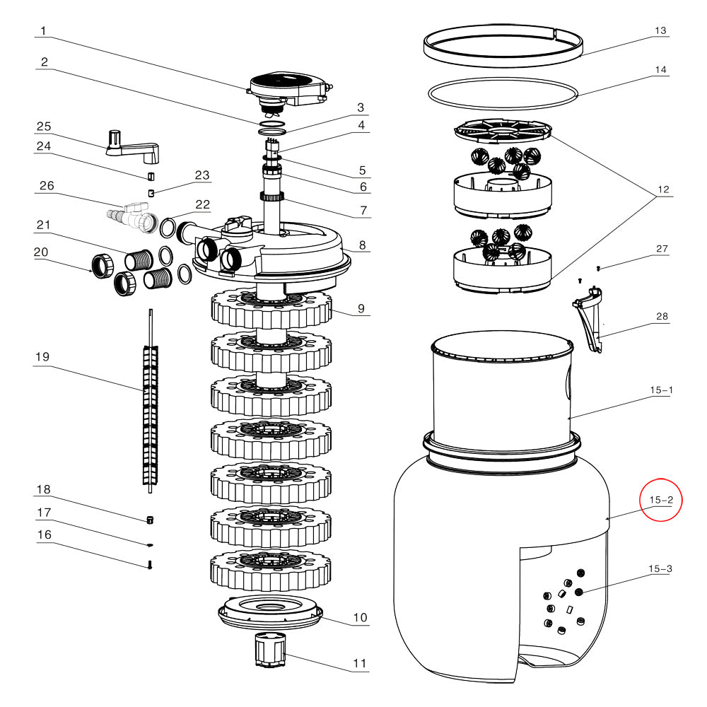 Filtro a pressione per stagni CPF-50000 Contenitore filtro per filtri per stagni Moving Bed