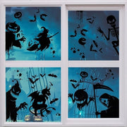 Decorazioni per finestre Halloween 8 pezzi 35x25cm Magro Heinlo Skeletto Strega Pipistrello Testa di morto