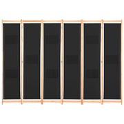 Divisorio Ambienti | Divider per stanze | Paravento a 6 Pannelli Nero 240x170x4 cm in Tessuto