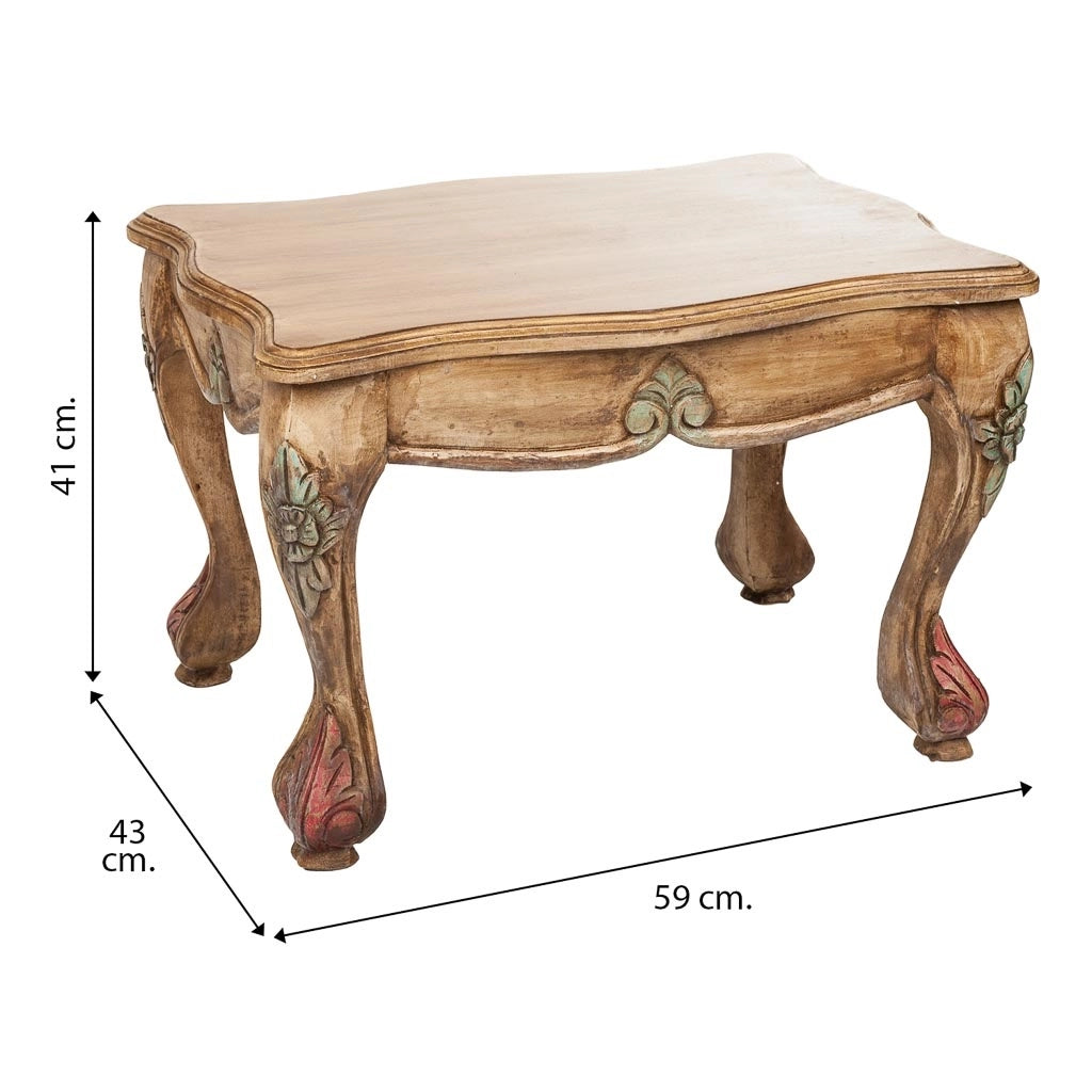 Tavolino in legno marrone fatto a mano 59x43x41h