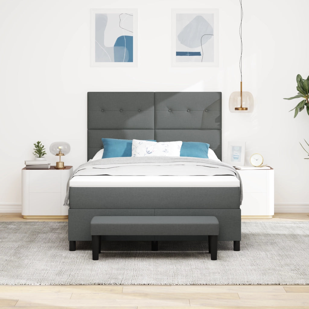 Letto a Molle con Materasso & Panchina Grigio Scuro 140x200 cm Tessuto