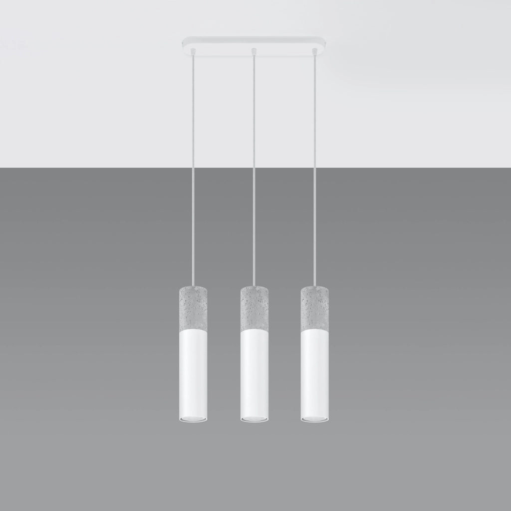 Pure Lume VALERO 3 lampadario cemento bianco 3xGU10