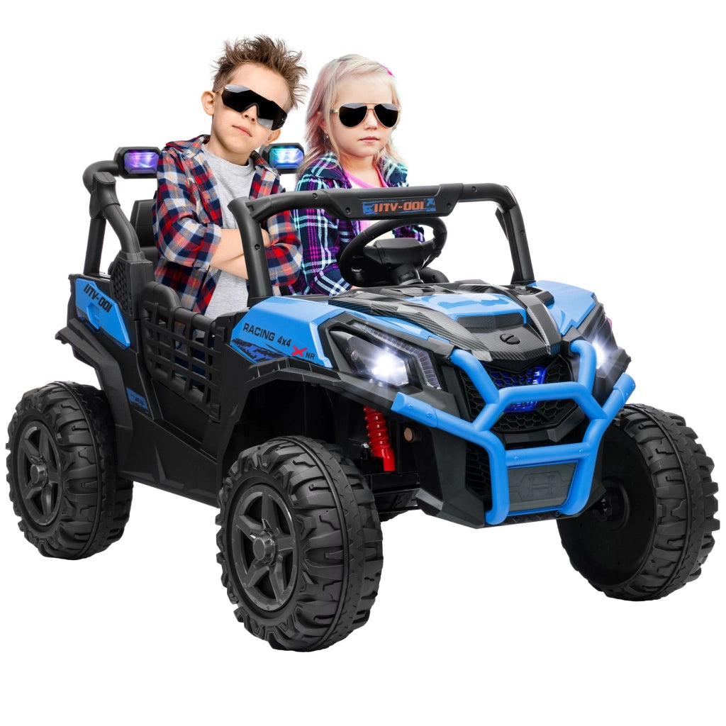 Macchina Elettrica per Bambini a 2 Posti Doppio Motore 24V 3 Velocità Blu