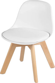 Sedia per bambini con gambe in legno - altezza seduta 33 cm - sedie per bambini stabili con schienale per camera da bambini - PP + PU (bianco)