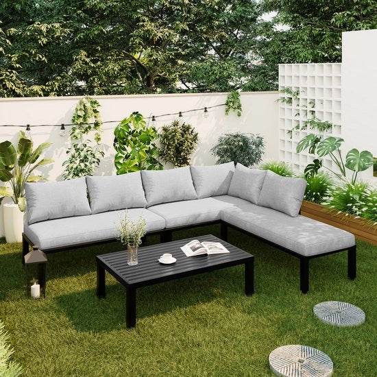 Set di mobili da giardino - Rimovibile - Modulare - Tavolo in acciaio - 6 posti a sedere