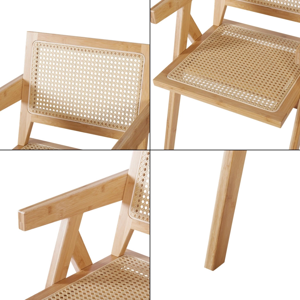 Sedia da pranzo in bambù e rattan 79 x 50 x 50 cm naturale 03_0009198