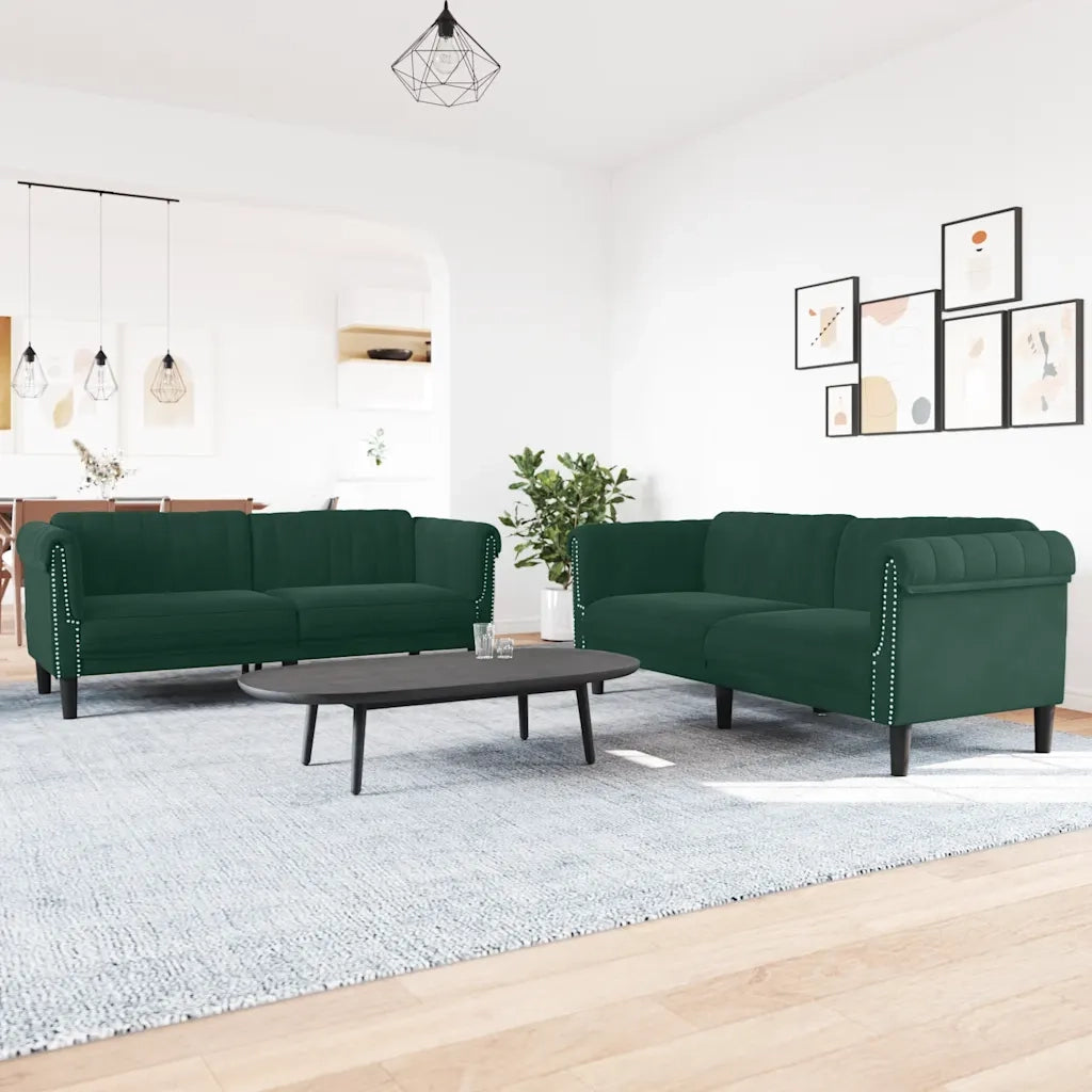 Set di Divani 3 pz Verde Scuro in Velluto 3209211