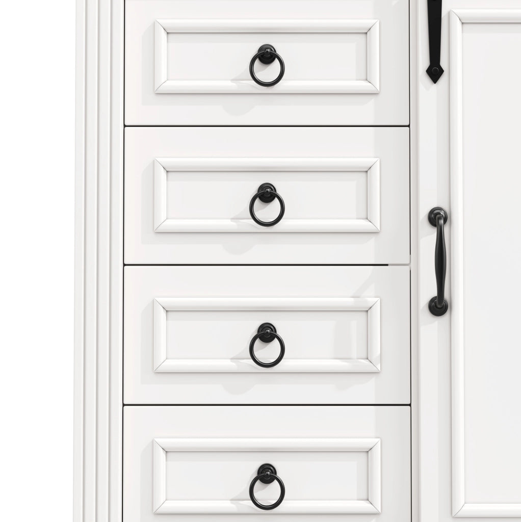 Credenza alta 80x39.8x180 cm con protezione antiribaltamento; soft-close; MDF bianco