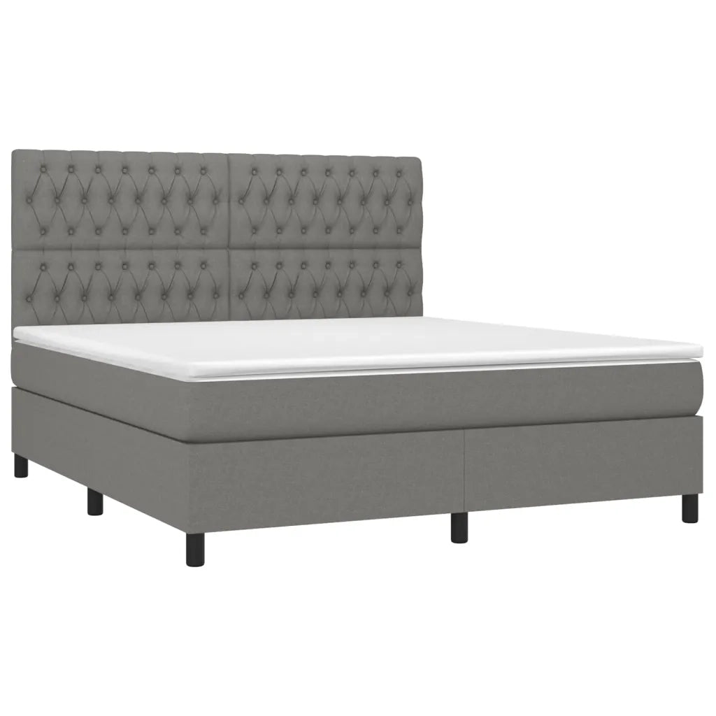 Letto a Molle Materasso e LED Grigio Scuro 180x200cm in Tessuto 3135134