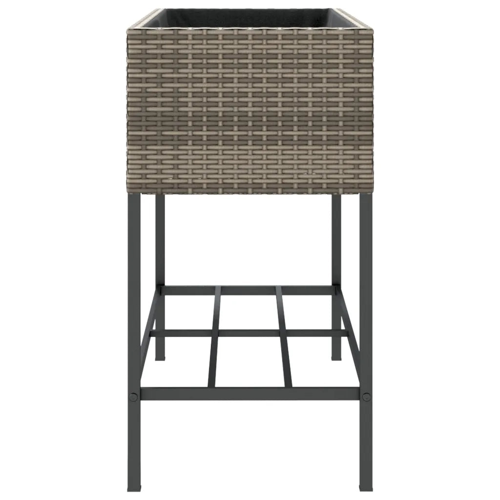 Fioriera da Giardino con Ripiano Grigia in Polyrattan 366386