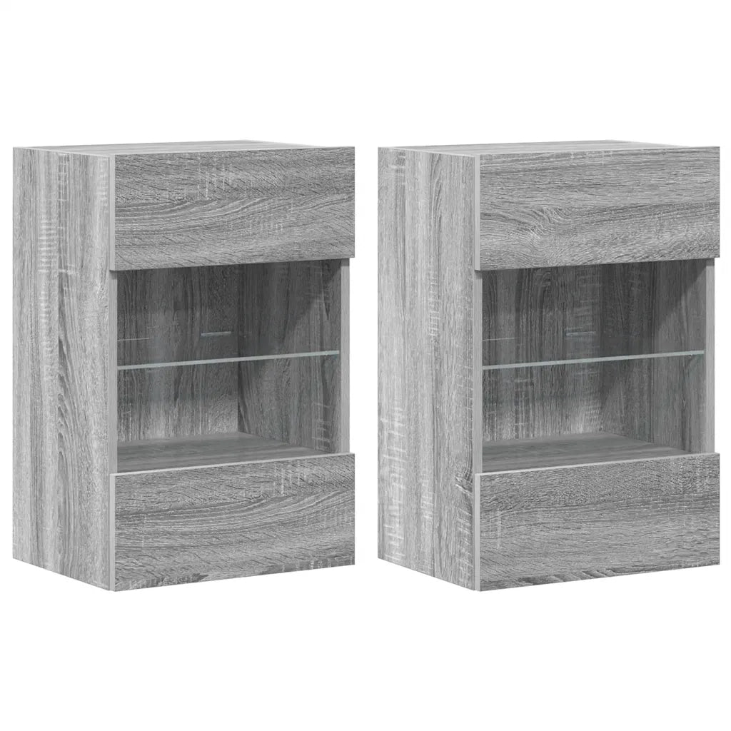 Mobili da parete con luci LED per TV 2pz-Credenza per TV Grigio Sonoma 40x30x60,5 cm