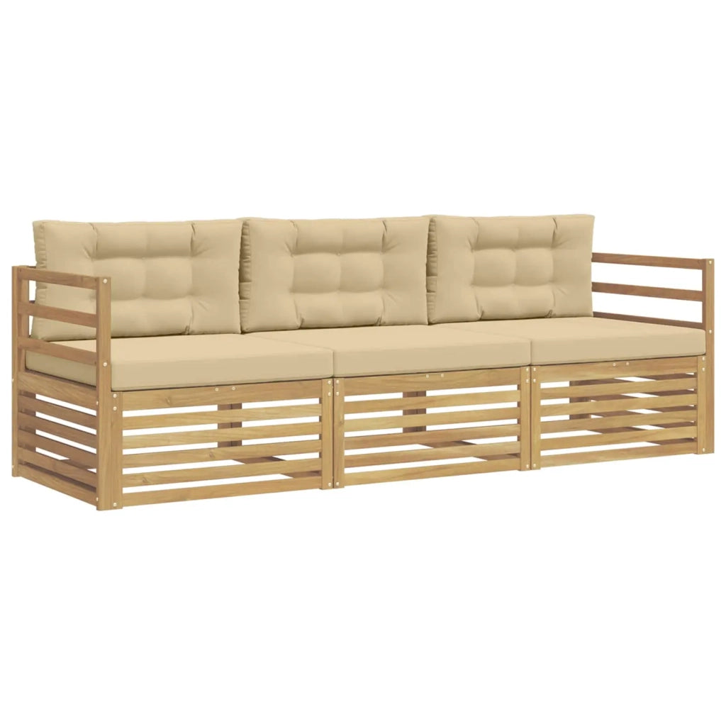 Set di divani da esterno 3 pz Bianco e Beige Poliestere 3389948