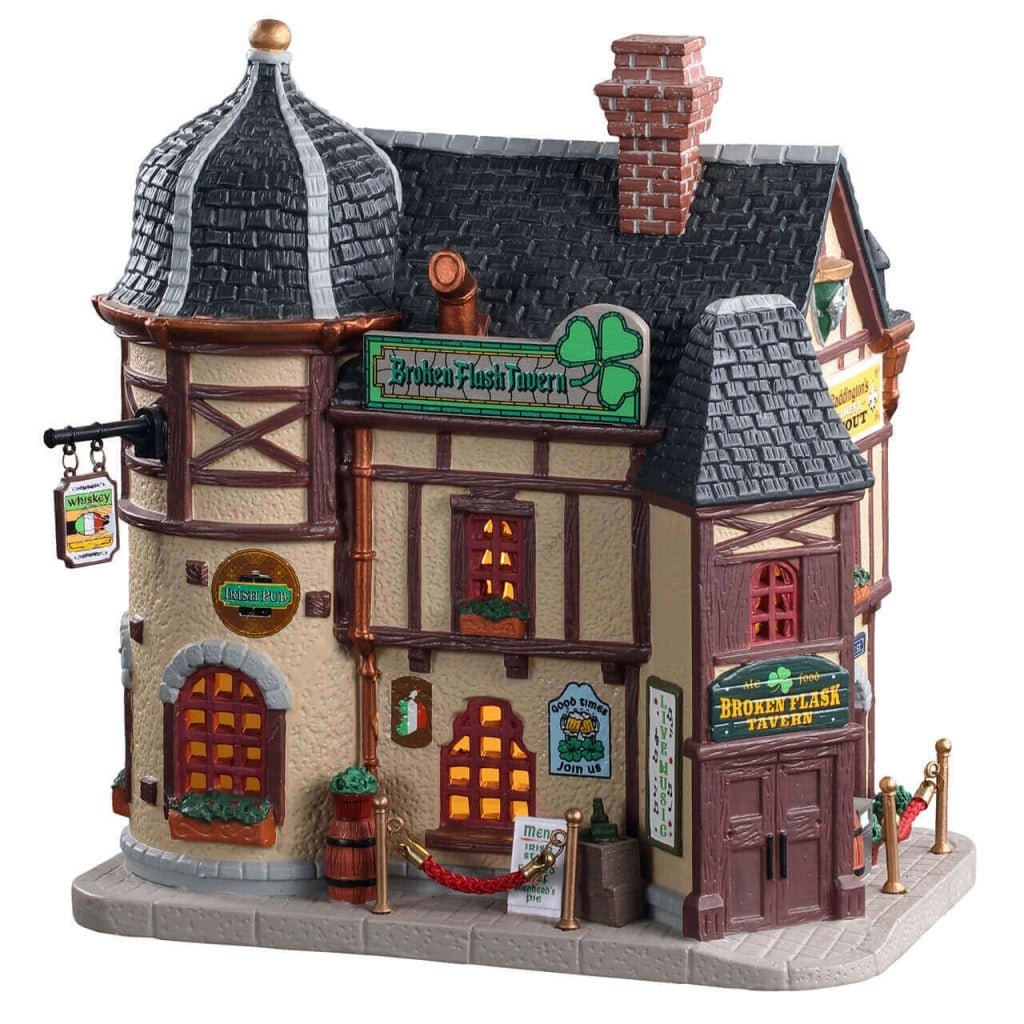 Lemax Broken Flask Tavern B/O Led - Taverna del Flacone Rotto B/O Led per villaggio di Natale