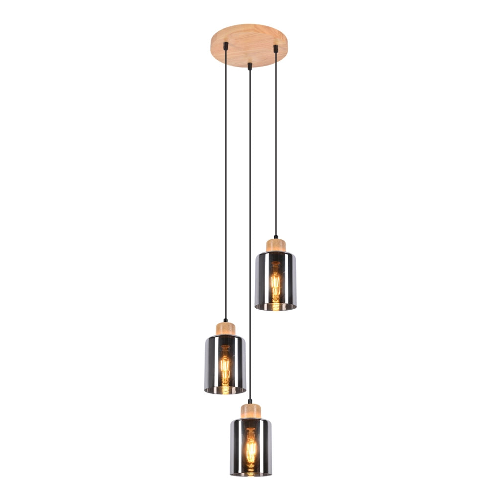 Lampada a Sospensione ZMH legno E27 per tavolo da pranzo e sala da pranzo