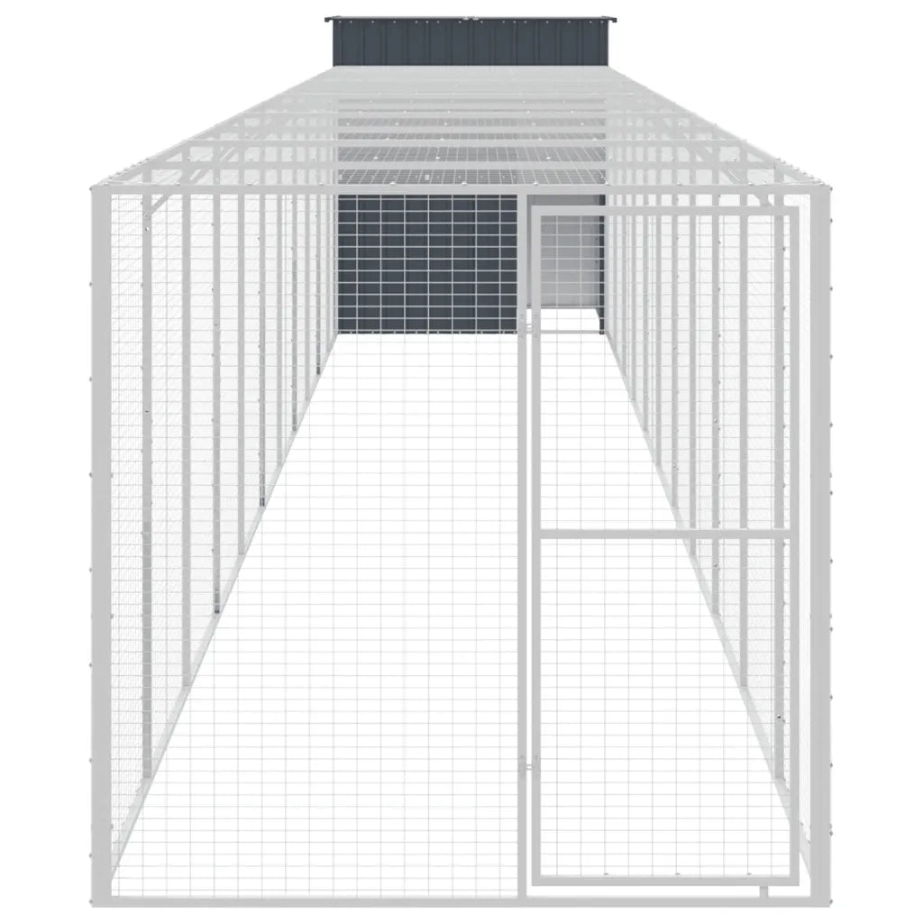 Pollaio con Area Corsa Antracite 165x1271x181cm Acciaio Zincato 3189113