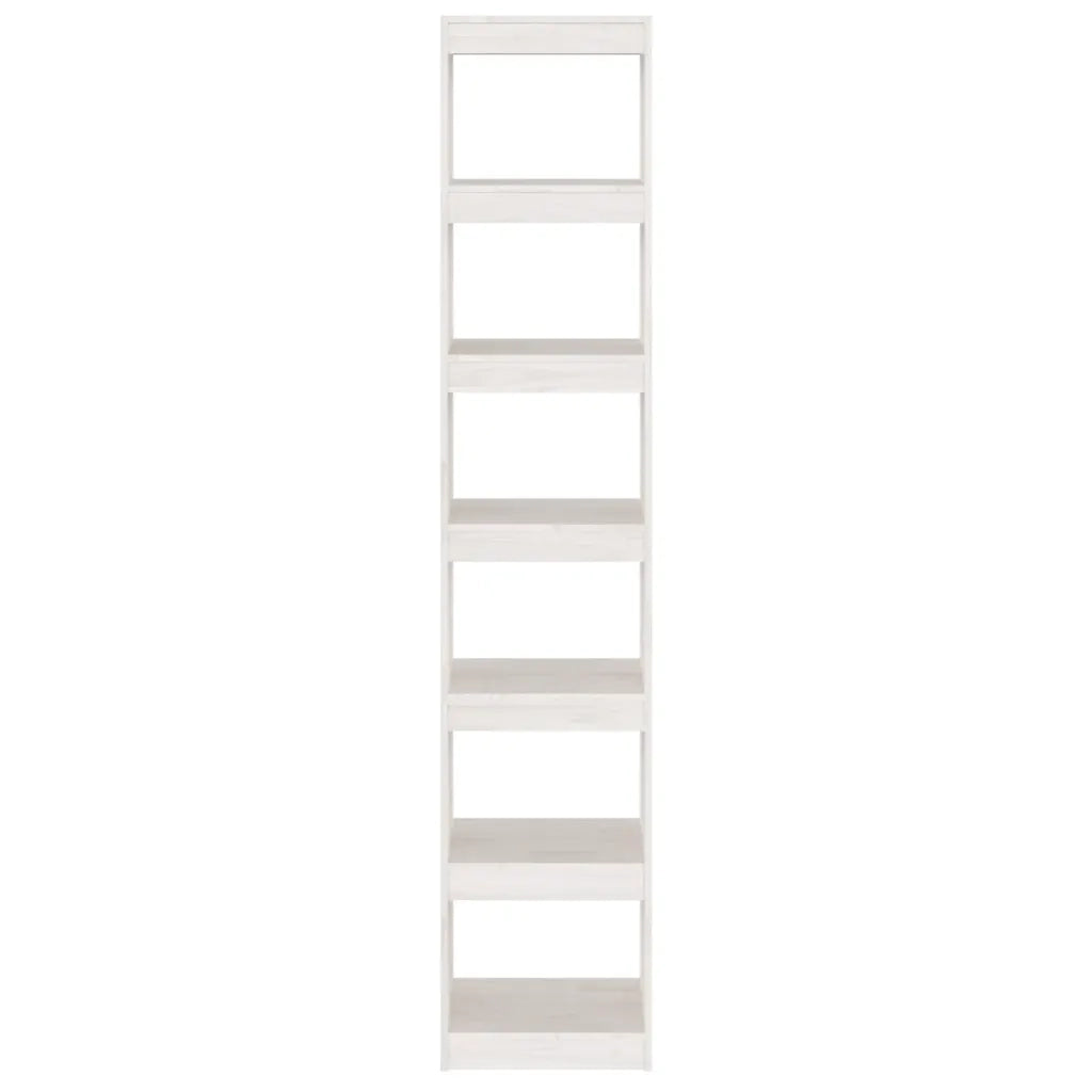 Libreria Divisorio-Scaffale per Libri-Mobile di Stoccaggio Bianco 40x30x199cm in Legno Massello di Pino