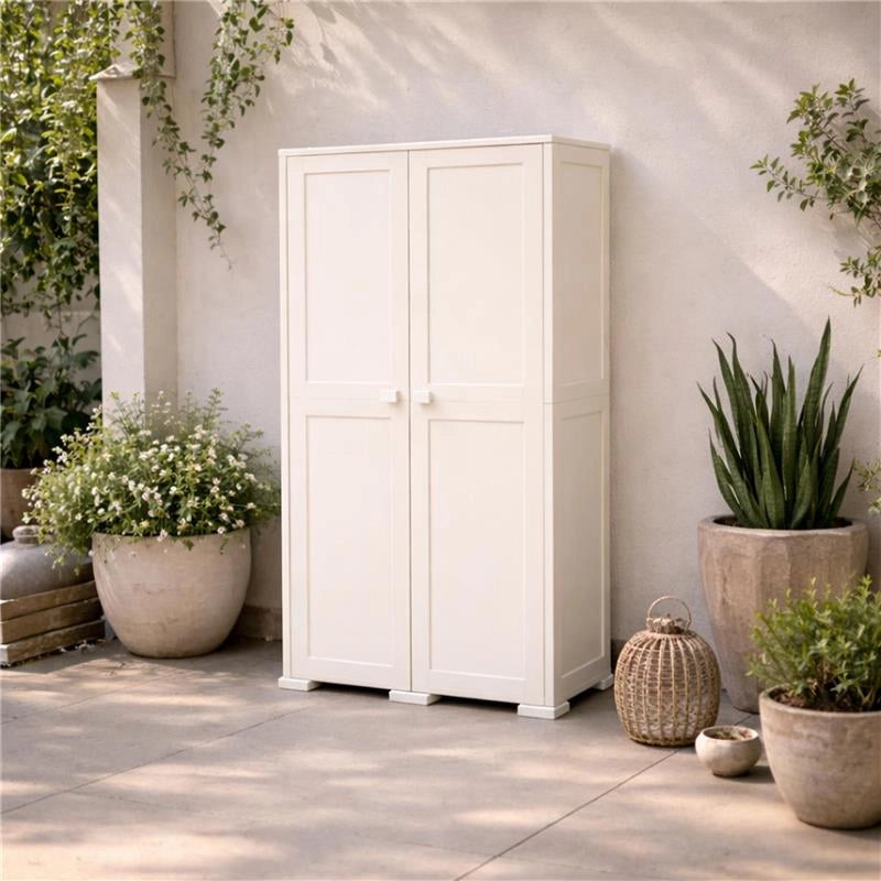 ARMADIO 2 ANTE PANNA 79X43X164 CM CON 2 MODULI E 2 RIPIANI – MOBILE ALTO ORGANIZZAZIONE CASA PER INGRESSO E LAVANDERIA