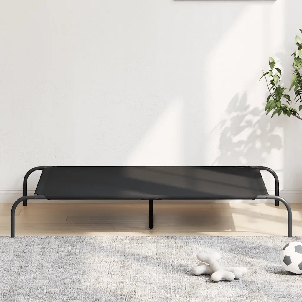 Cuccia per Cani Rialzata Nera 130x80x20cm Tela Oxford e Acciaio 42000840