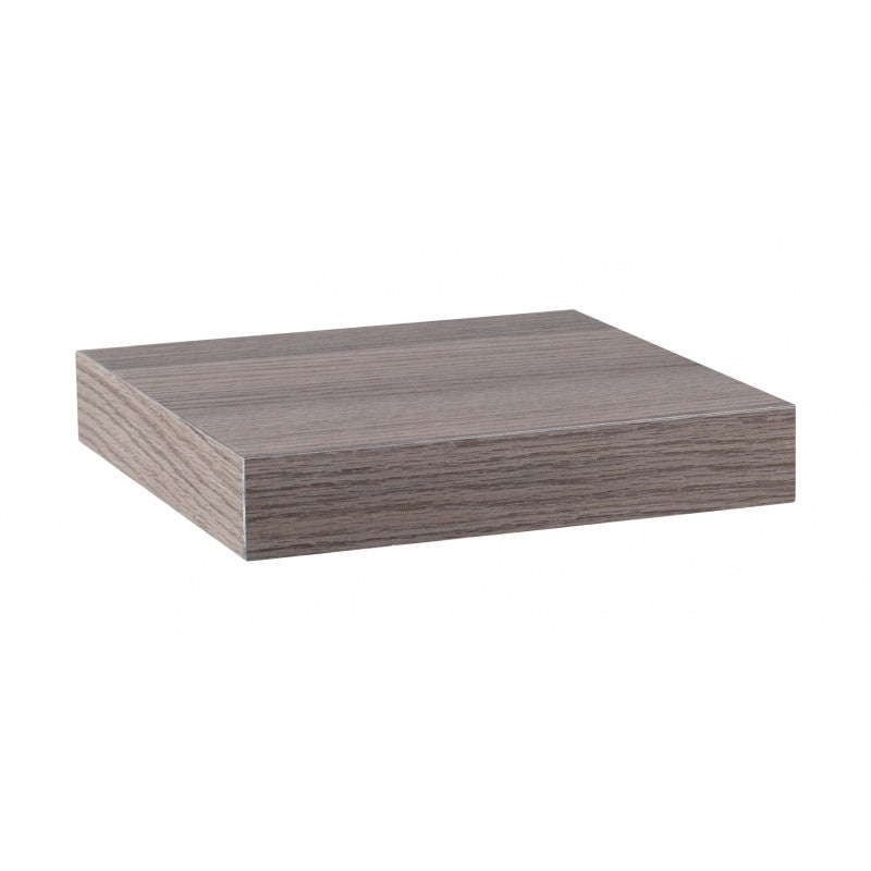 Mensola da Muro, Mensola Tamburata, Scaffale Legno, Mensola da Parete, Noce Grigio, 25x25x3,8 cm - Minerva