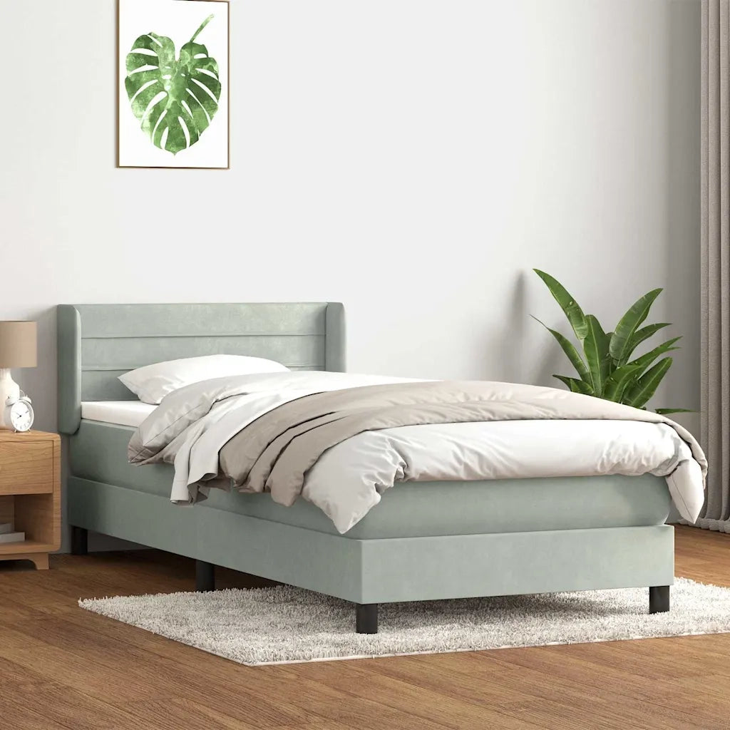 Giroletto a Molle con Materasso-Struttura Letto Grigio Chiaro 80x210 cm Velluto 760147