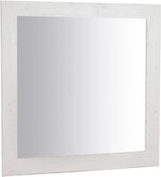 Biscottini Specchiera quadrata a muro in legno massello di tiglio finitura bianca anticata L100xPR3xH100 cm Made in Italy
