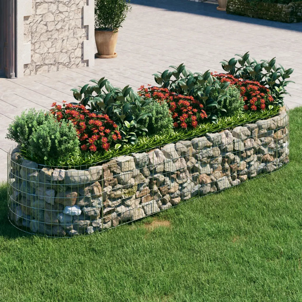 Gabbione con Fioriere | Cassetta per fiori | Letto Rialzato in Ferro Zincato 300x100x50 cm