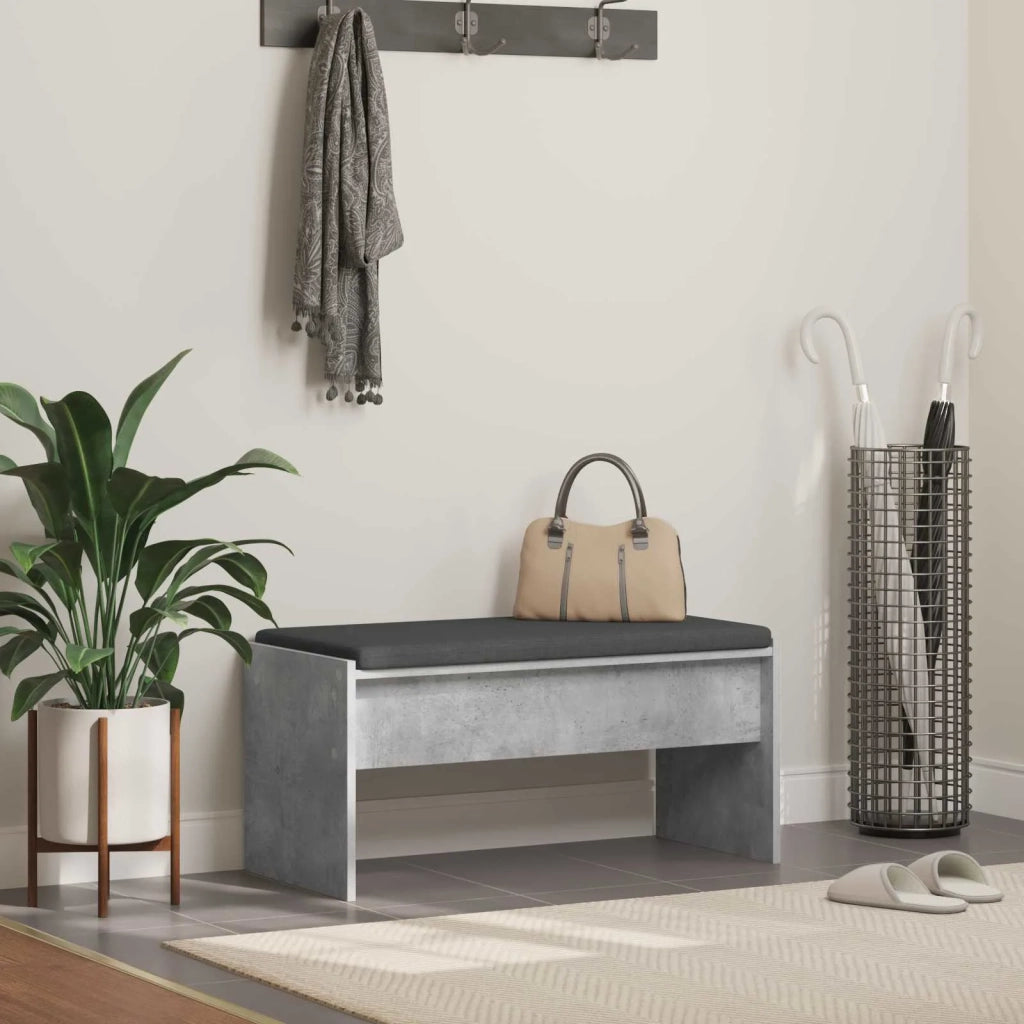 Panca per ingresso con cuscino Grigio cemento 83 x 38 x 40 cm