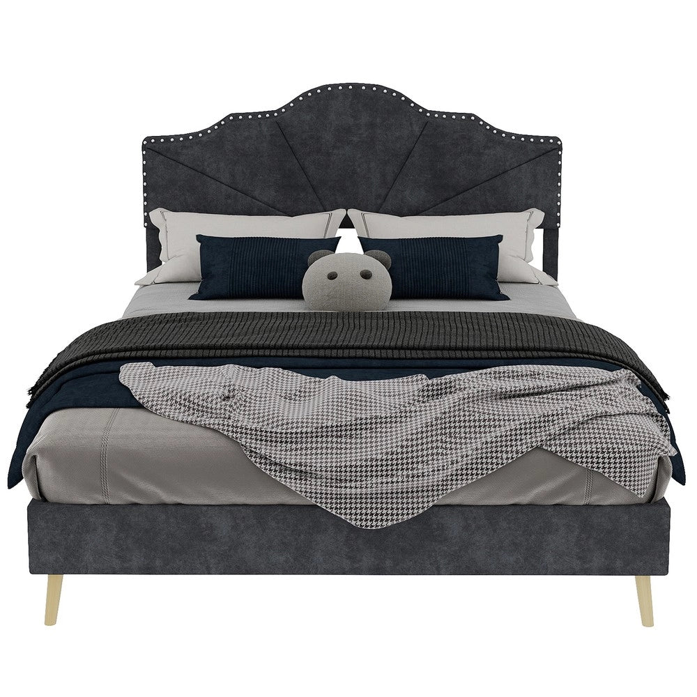 Letto imbottito con testiera ¨C Minimal ¨C Grigio 140x200cm