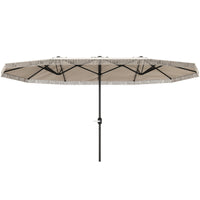 Ombrellone Doppio a 12 Stecche 450x265x260 cm in Acciaio e Poliestere Bianco Crema