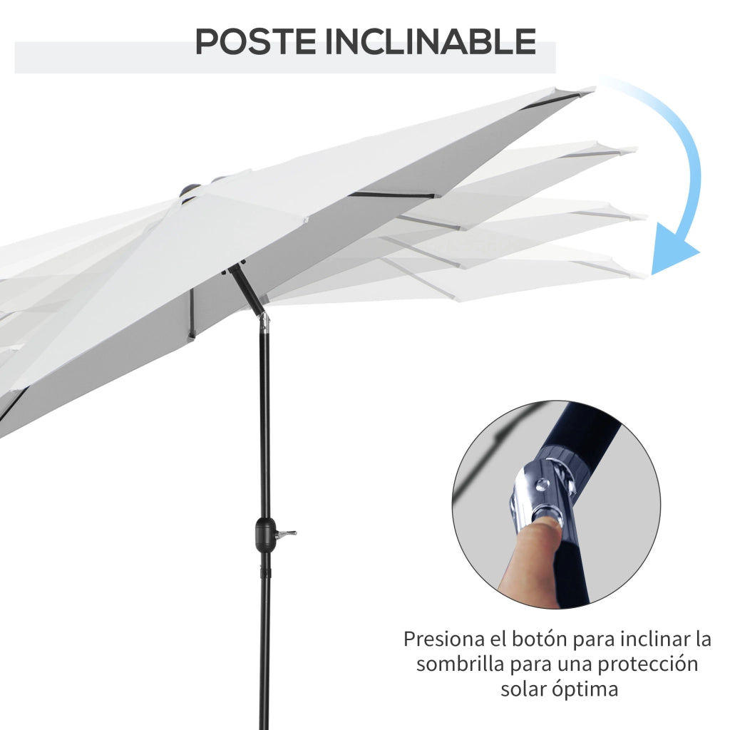 Ombrellone da giardino con manovella e inclinazione ¨C zephmum ¨C bianco ?295x250 cm