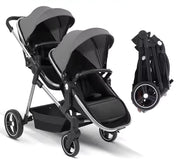 PASSEGGINO DOPPIO GEMELLARE PIEGHEVOLE MULTIFUNZIONALE GRIGIO