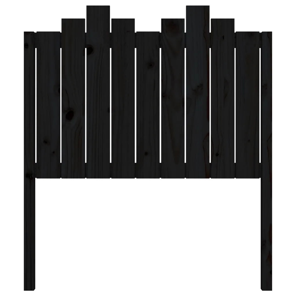 Testiera per Letto Nera 96x4x110 cm in Legno Massello di Pino