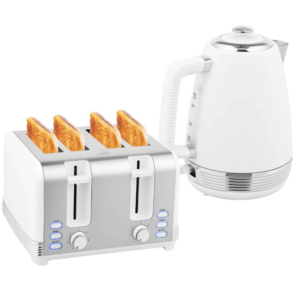 Bollitore e Tostapane ¨C Zephmum ¨C Inox 1.7L 2200W 4 Fette Bianco