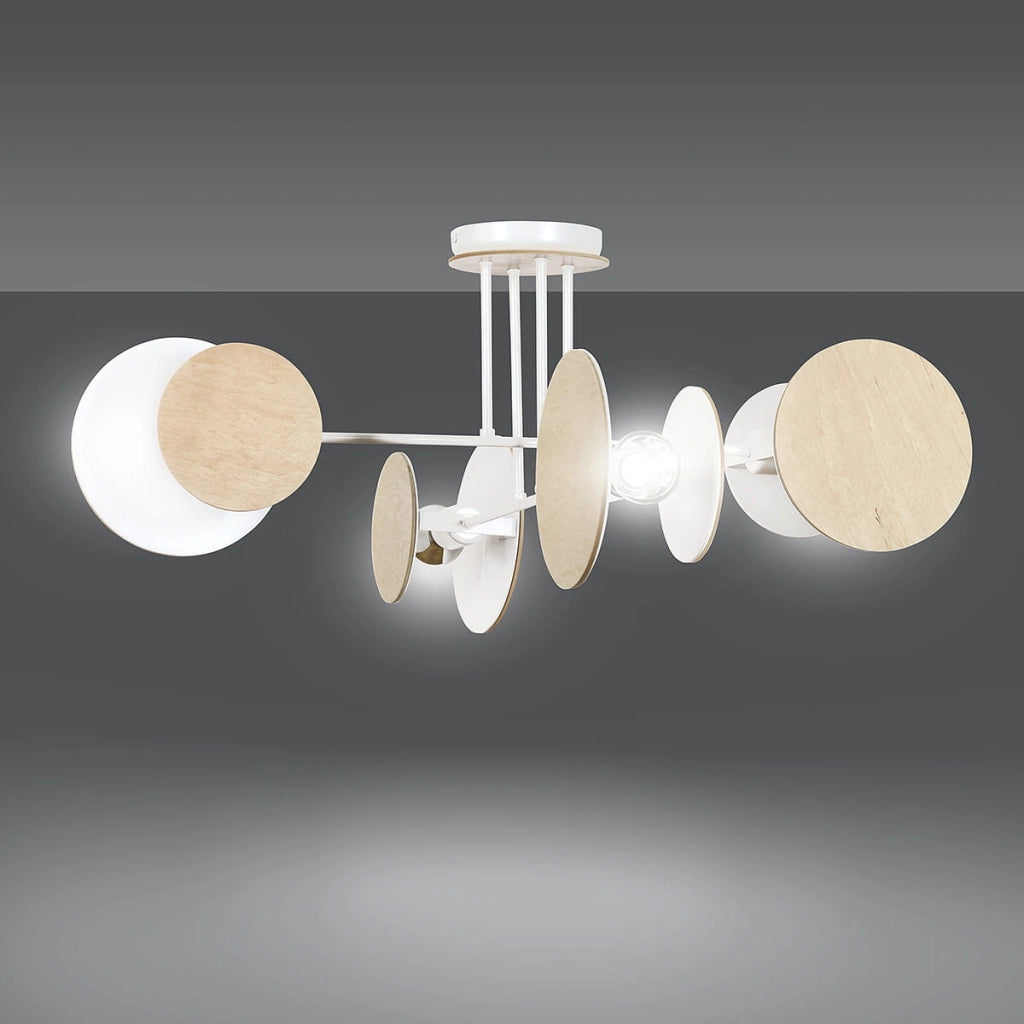 Plafoniera Emibig Zita 4 luci E27 bianco/legno 86cm