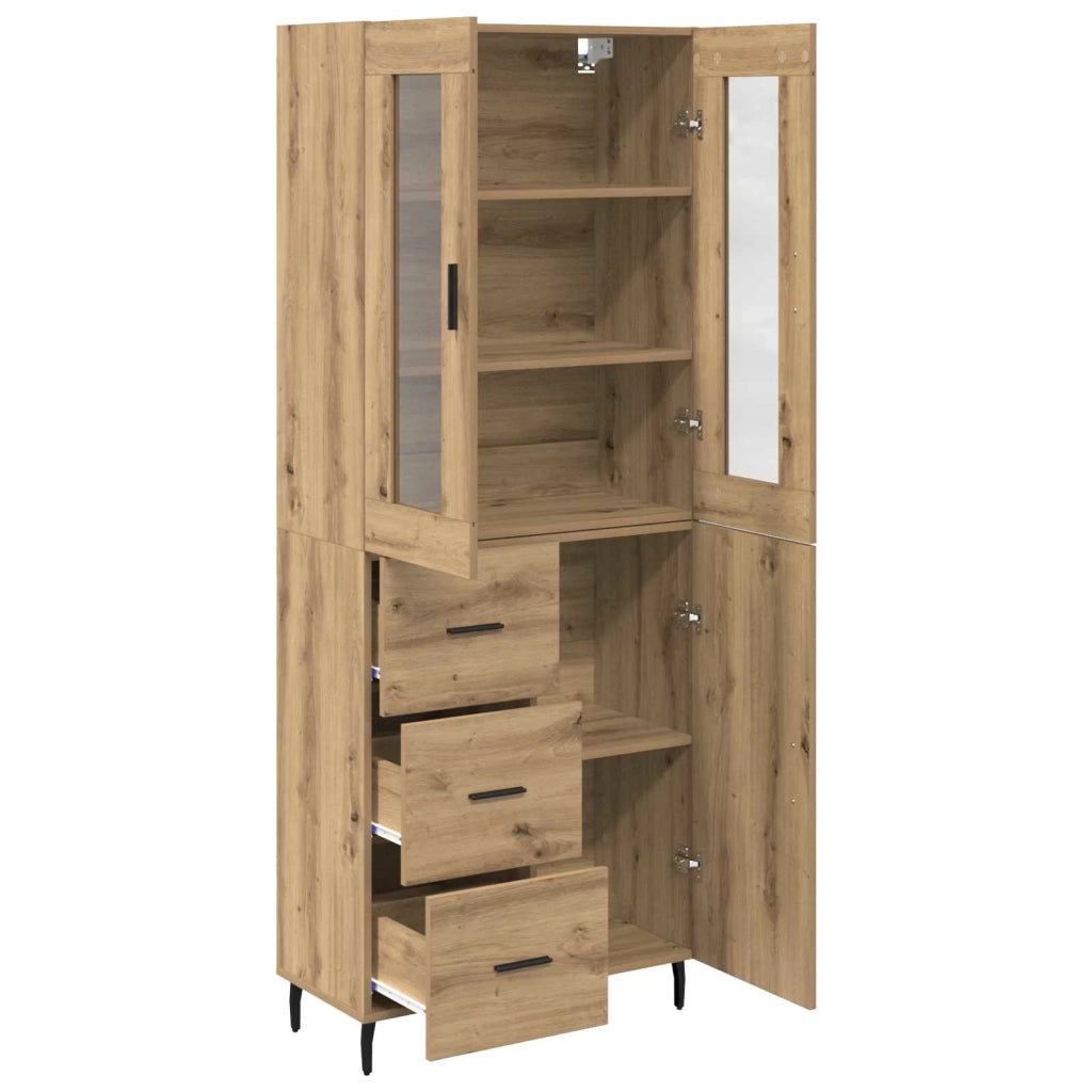 Credenza 2 pz-Set di 2 Buffet-Armadio da cucina Rovere artigianale Legno Stratificato e Vetro 533250